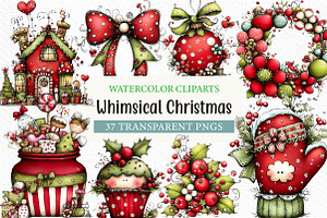 Whimsical Christmas Clipart, an Illustration by Craft Nest