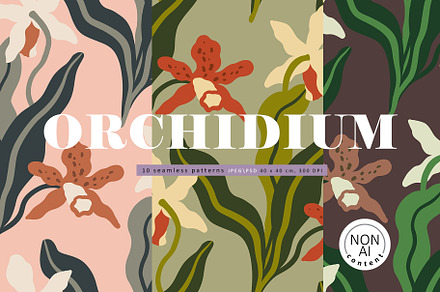 Orchidium. Seamless patterns, a Pattern Graphic by emeraldthue