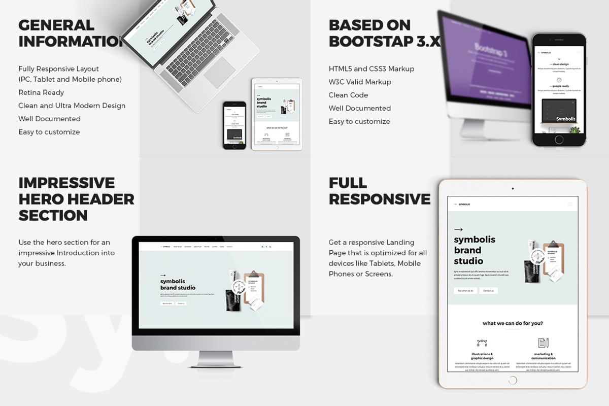 Symbolis Bootstrap Landing Page, a Bootstrap Template by Egotype (Photo 3 of 18)
