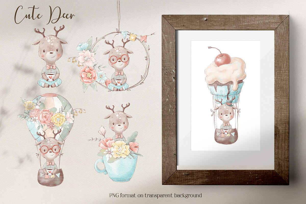 Cute woodland animals clipart., an Animal Illustration by Yuliya Art (Photo 5 of 19)