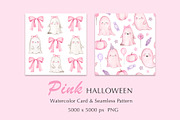 Pink Halloween Watercolor Clipart, a Decorative Illustration by Elena Medvedeva (Thumbnail 5 of 7)