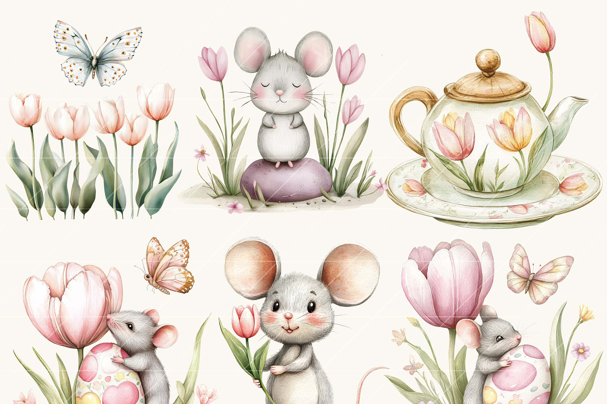 Watercolor Tulip Field Clipart, a Healthcare Illustration by SparkyDesignsUS (Photo 4 of 9)