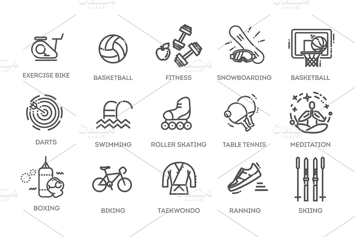 Web Set of Fitness Icons, an Object Illustration by Tettygreen (Photo 2 of 3)