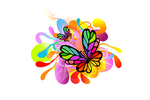 Abstraction With Butterflies. Vector