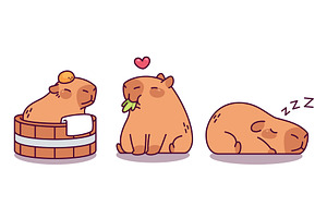 Cute capibara character in different, an Animal Illustration by art PVP - market