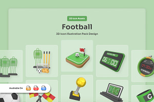 Soccer 3D Icon Pack - Kickra, a Sport Illustration by twinstd