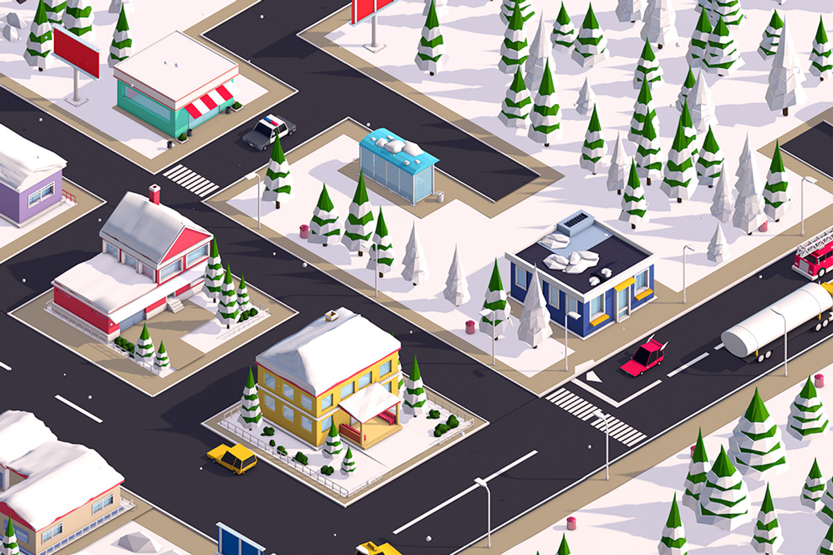 Low Poly City Winter Pack, an Environmental 3D Model by Anton Moek (Photo 4 of 9)