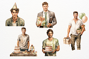 Man's Birthday Watercolor Clipart, a Decorative Illustration by Maysa Art (Thumbnail 3 of 6)