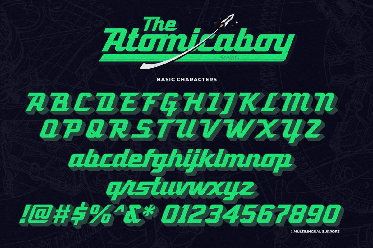 Steampk - Atomic Geometric Script, a Script Font by Luna Shop (Photo 2 of 7)
