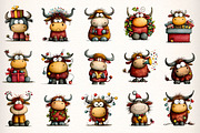Funny Christmas Highland Cow Clipart, an Illustration by Dream Creation (Thumbnail 2 of 7)