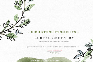 Serene Greenery Watercolor Clipart