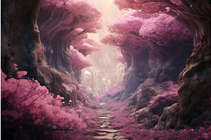 Magical Pink Forest. Generate Ai