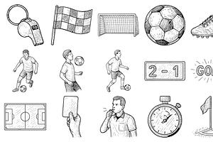 Soccer Elements Set, an Object Graphic by nikagraphic