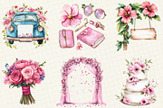 Pink Floral Wedding Clipart, an Illustration by OK Design (Thumbnail 4 of 5)