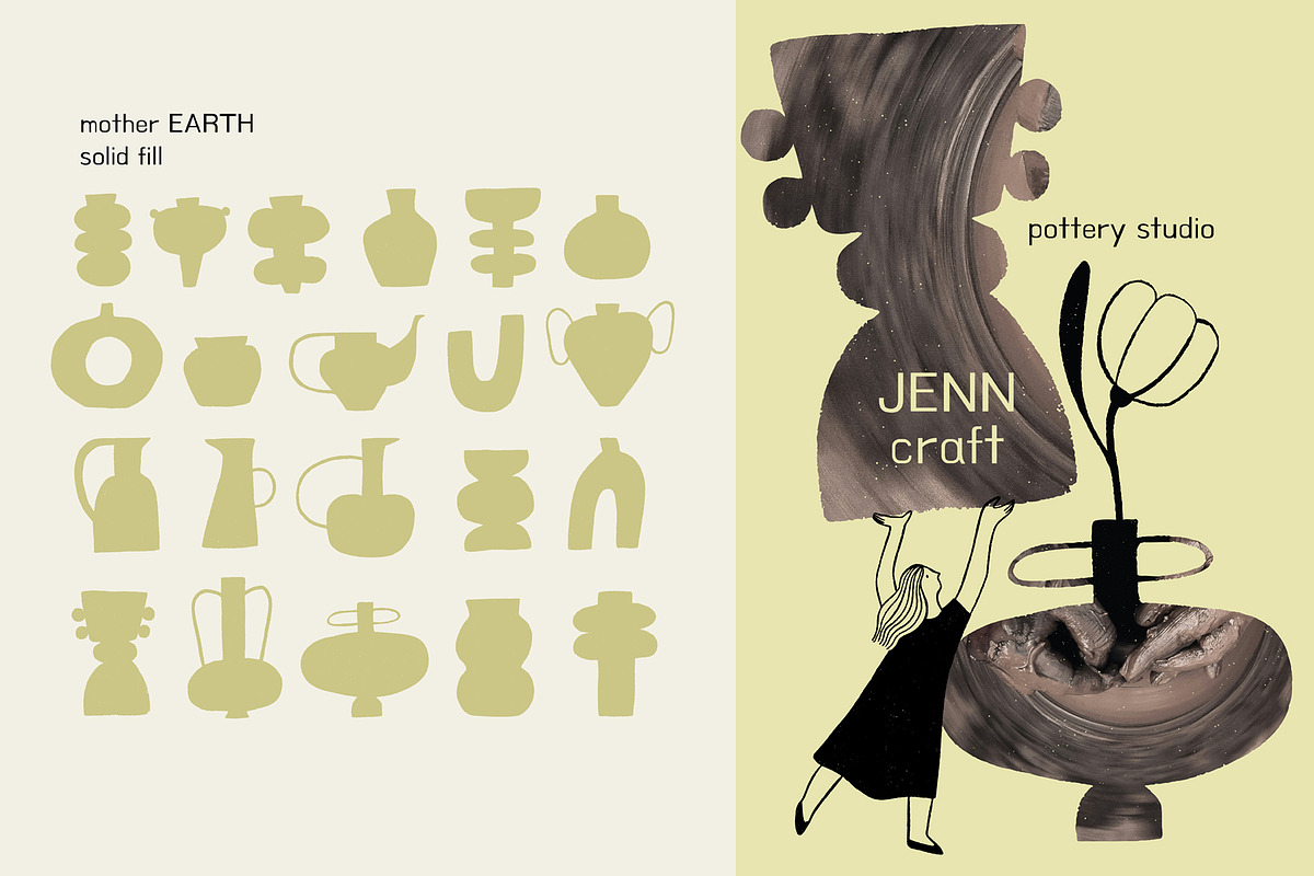Mother Earth vector shapes and lines, a Decorative Illustration by Annakniaz (Photo 6 of 15)