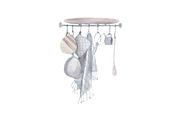 Kitchenware set in watercolor, an Illustration by My watercolor shop (Thumbnail 2 of 6)
