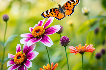 Whimsical Scene, Flowers, Rainbow, a Nature Photo by ArtHappyLoveLife