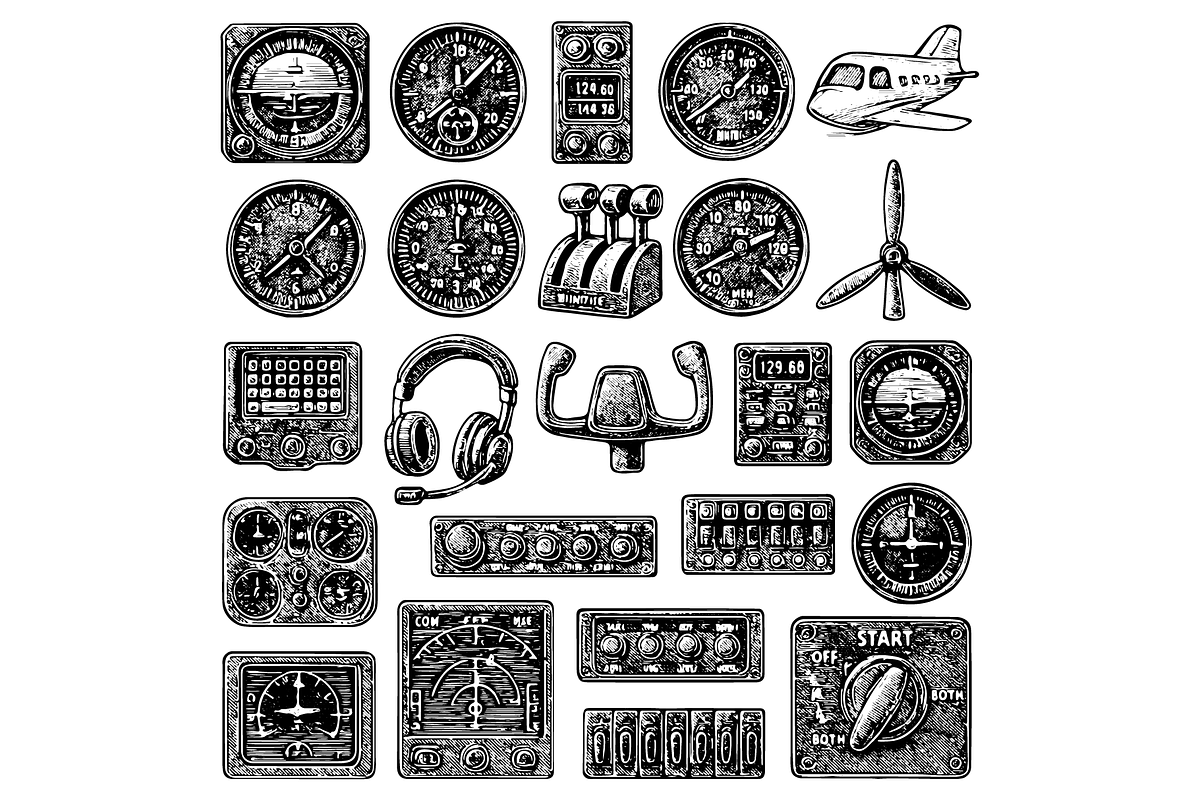Airplane Cockpit Set, an Object Graphic by nikagraphic