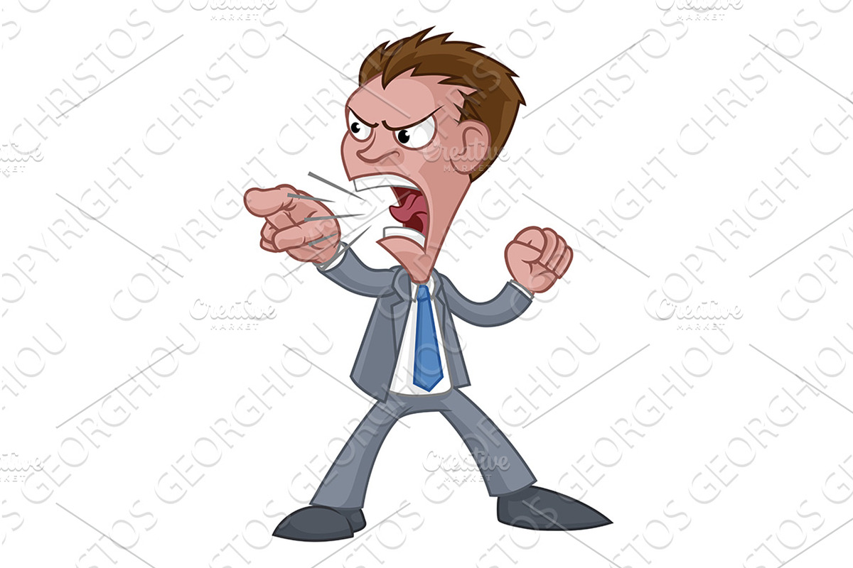 Angry Boss Office Worker In Suit, a Finance Illustration by Christos Georghiou