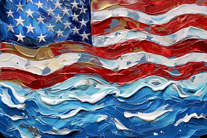 Wavy Painted American Flag Art, a Decorative Illustration by Art Paradise Studios