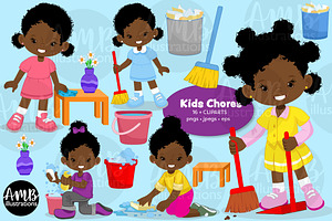 Kids doing chores clipart AMB-2991