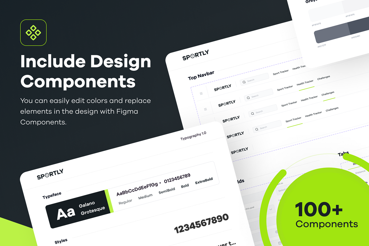 Sportly Fittech Web & Mobile UI Kit, an UI Kit Template by dhuhacreative (Photo 7 of 8)