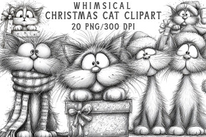 Whimsical Christmas Cat Clipart, an Illustration by Libby Wishes