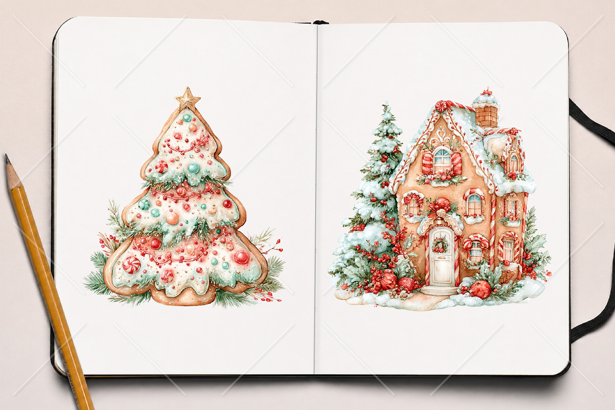 Christmas Cookie Clipart PNG Bundle, a Seasonal Illustration by Canvas Craft (Photo 8 of 10)