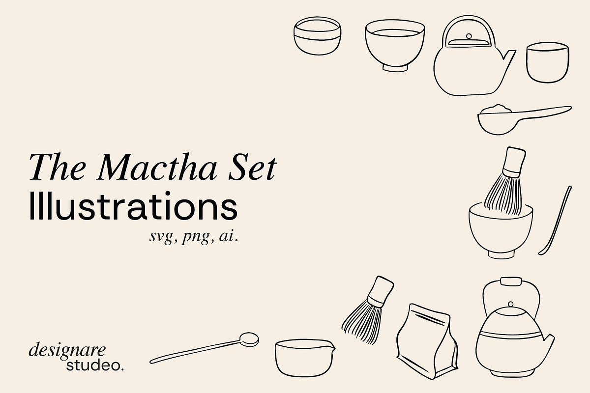 The Matcha Set Illustrations, an Illustration by ginni illustrations (Photo 1 of 5)