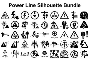 Power Line Silhouette Bundle, an Illustration by hafijul