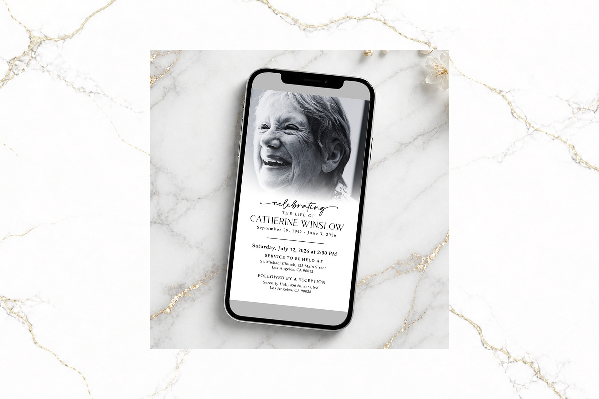 Funeral Bundle B&W Canva FR006, a Stationery Template by TyphoonStudio (Photo 7 of 12)