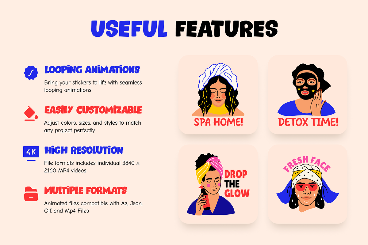 Animated Beauty Stickers Art Set, an Emoji Icon by Brickclay (Photo 2 of 5)