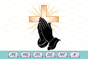 Praying Hands Cross T-Shirt Vector, a Person Illustration by Ghagra (Thumbnail 1 of 4)