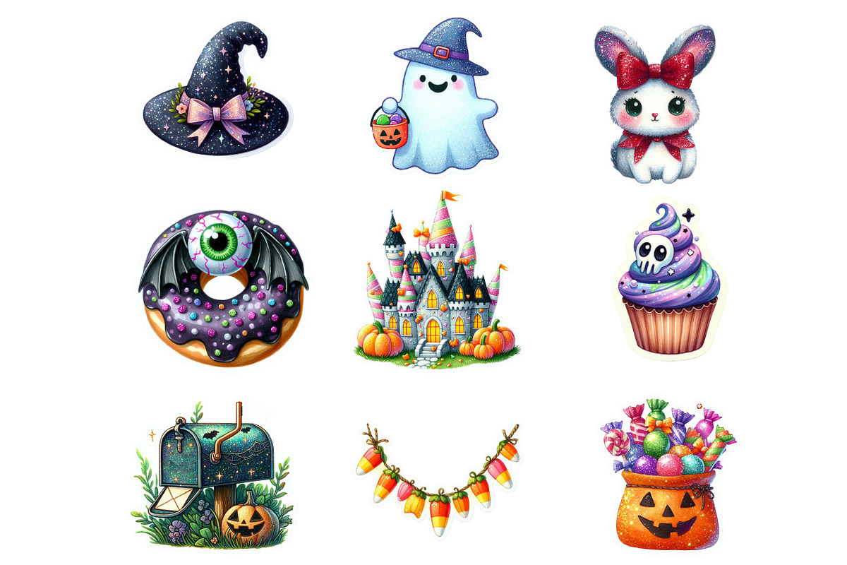 Halloween Sticker Png Bundle, an Illustration by Designworld (Photo 4 of 6)
