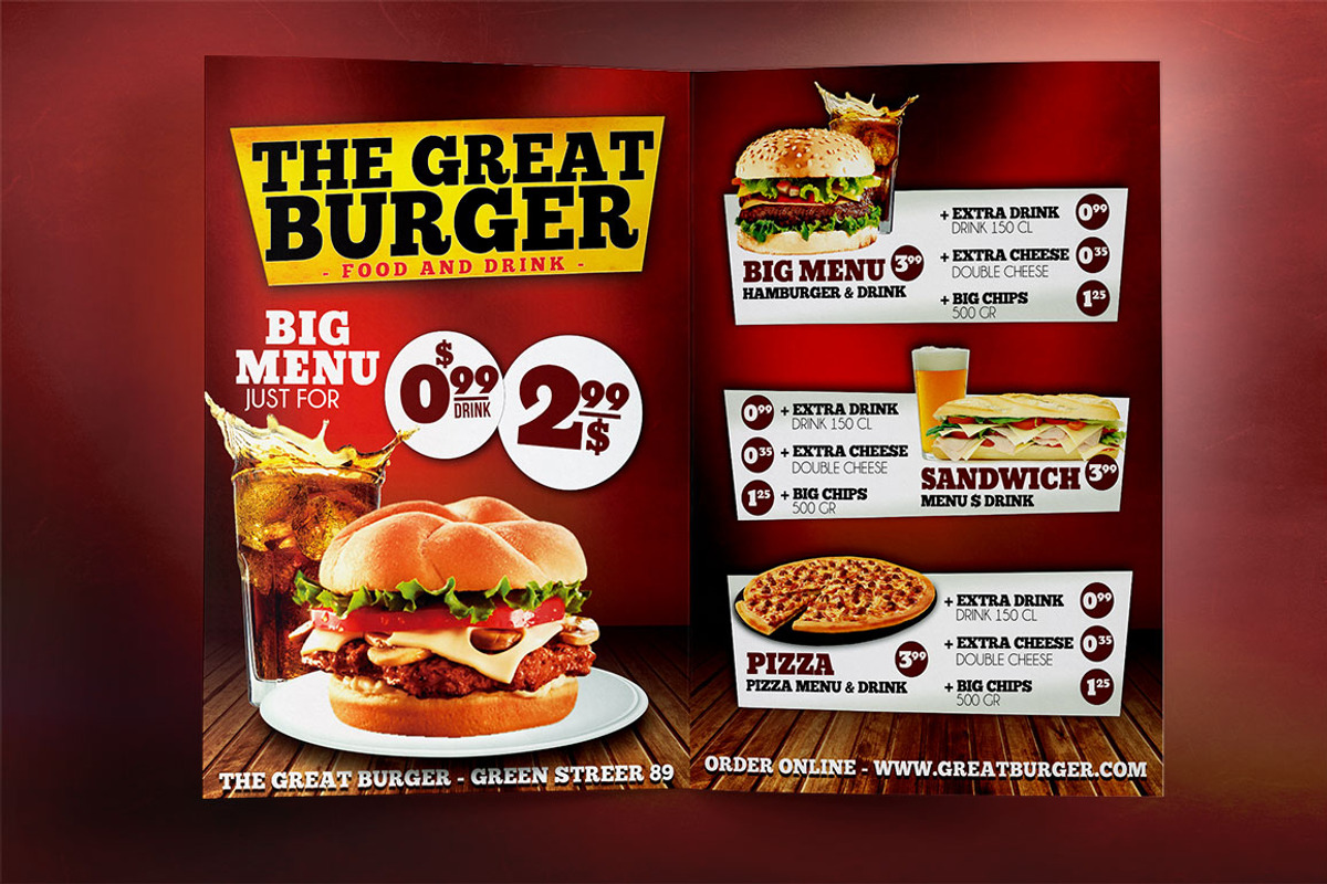 Burger Fast Food Menu Restaurant PSD, a Flyer Template by Graphicfy Templates (Photo 3 of 5)
