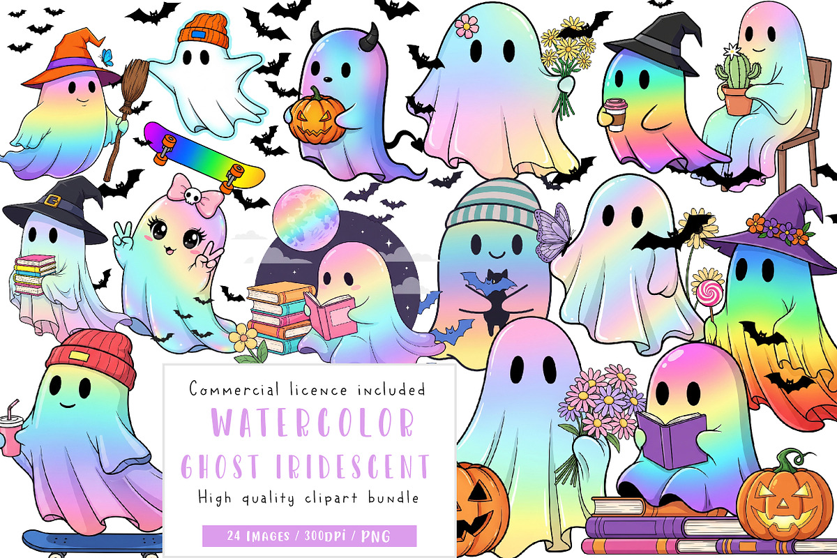 Funny Halloween Ghost Iridescent, an Illustration by CreationArt (Photo 1 of 5)