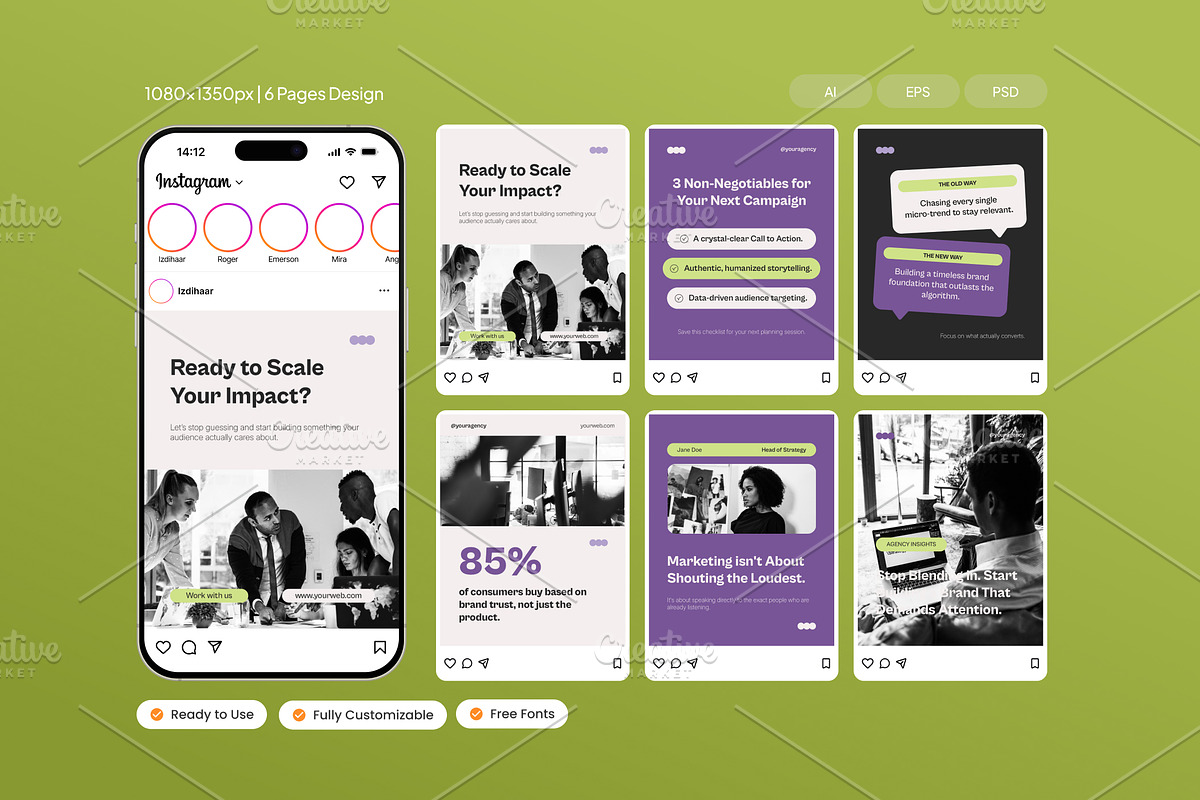 Purple Creative Instagram Post, a Social Media Template by Izdihaar_Studio (Photo 1 of 4)