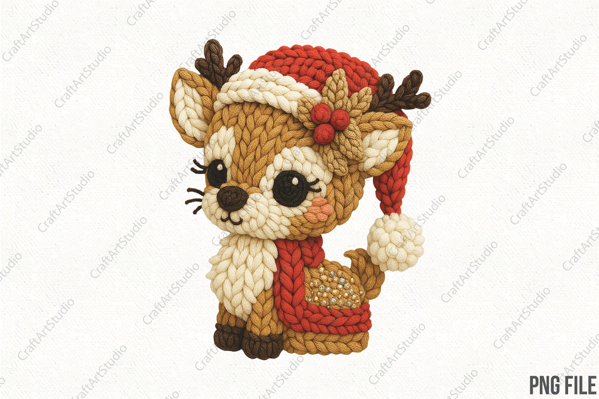 Christmas Reindeer Crochet PNG, an Illustration by CraftArtStudio (Photo 1 of 4)