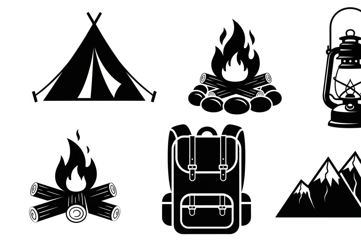 Camping Adventure Silhouette Icon, an Illustration by Artivon (Photo 47 of 51)