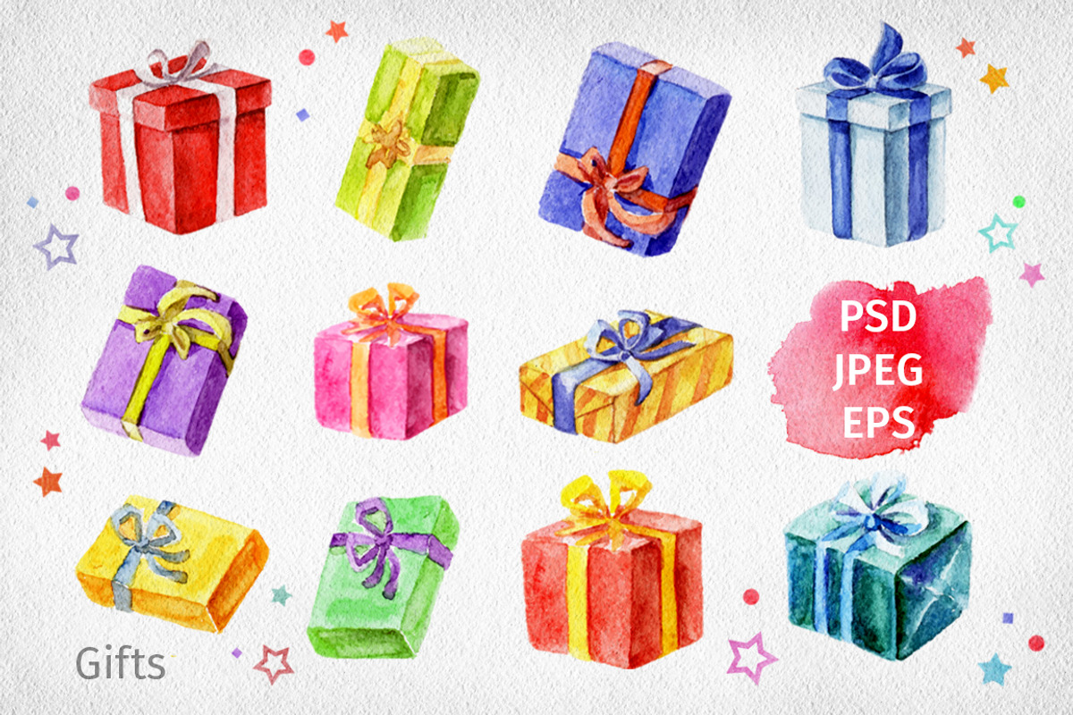 Watercolor gifts collection., a Texture Illustration by LeiaSW (Photo 2 of 6)