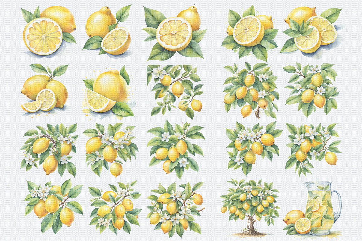 Watercolor Everything Lemon Clipart, a Food Illustration by Crafts of The Moon (Photo 2 of 4)
