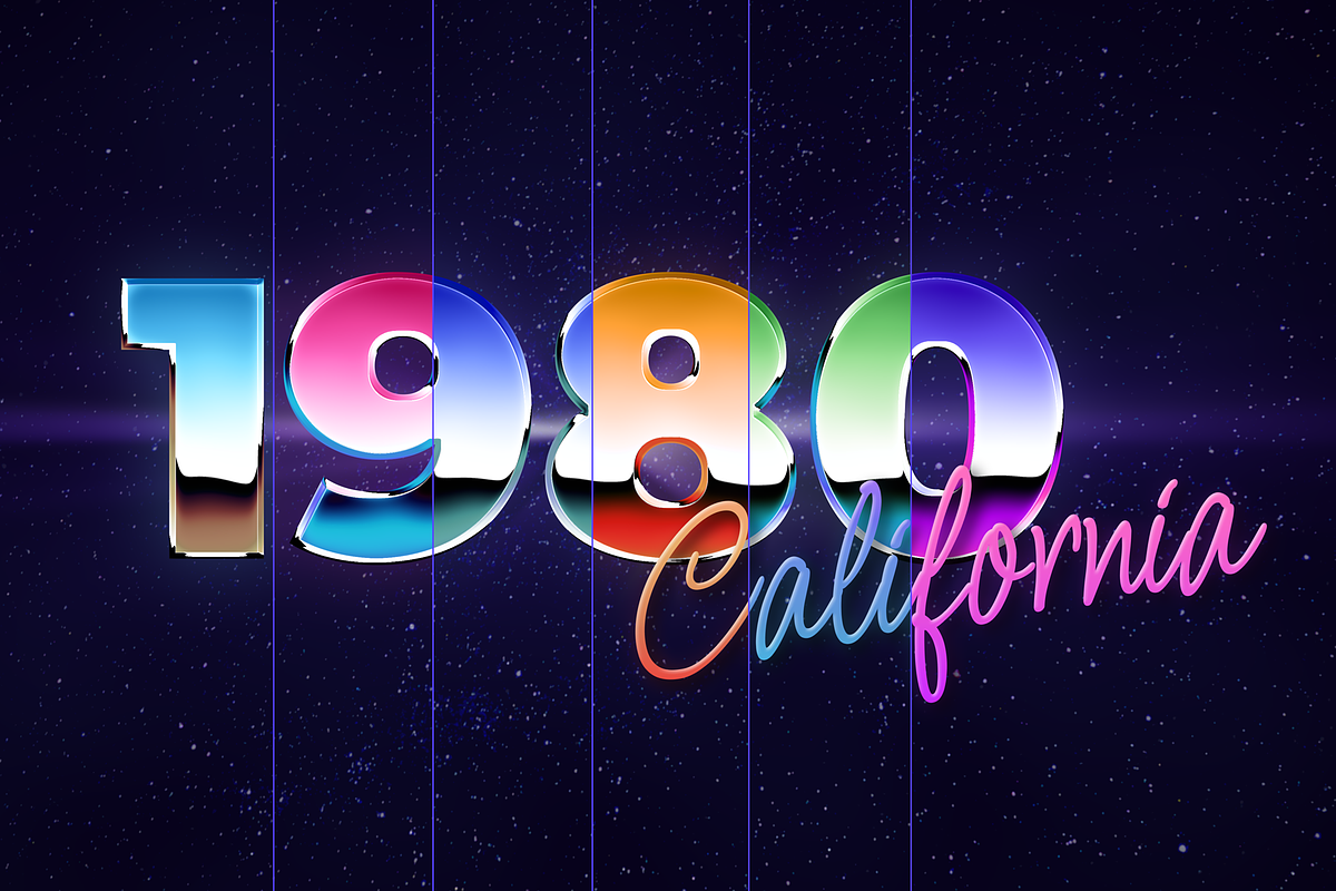 80s Style Chrome Text Effect