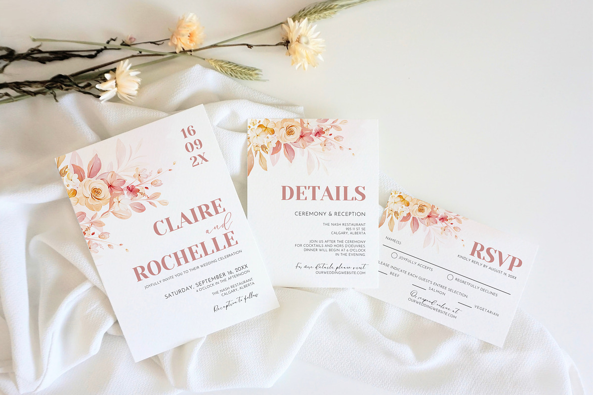 Romantic Floral Invitation Template, an Invitation Template by Cottontail Paper Shop (Photo 2 of 7)