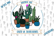 Vector Cacti and Succulents, a Decorative Illustration by 5August Art (Thumbnail 1 of 7)