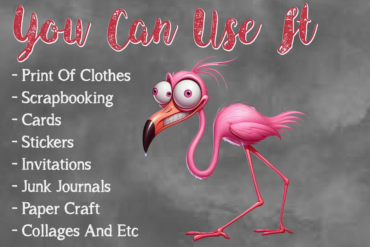 Watercolor Pink Crazy Flamingo PNG, a Work Illustration by Craft Nest (Photo 5 of 5)