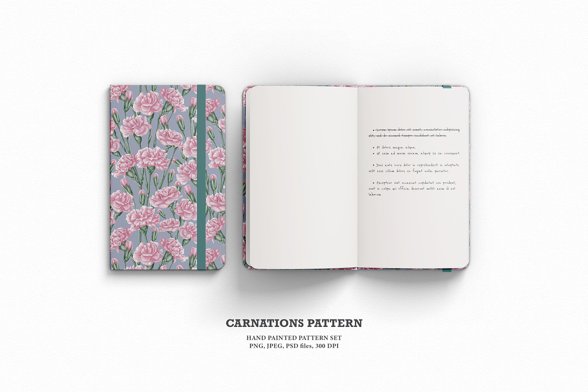 Pink carnation pattern set., a Pattern Graphic by OlyaGutArt (Photo 4 of 7)