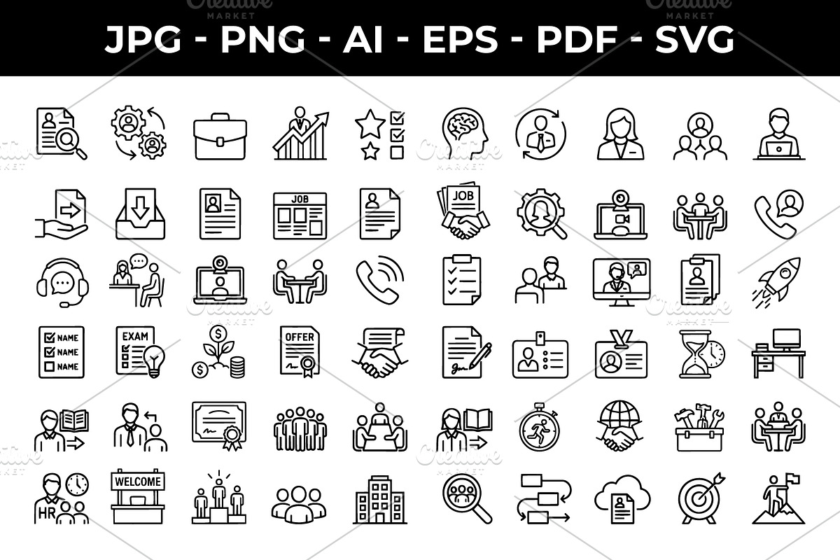Job Recruitment Icons Collection, an Outline Icon by nandinigraphics (Photo 1 of 3)