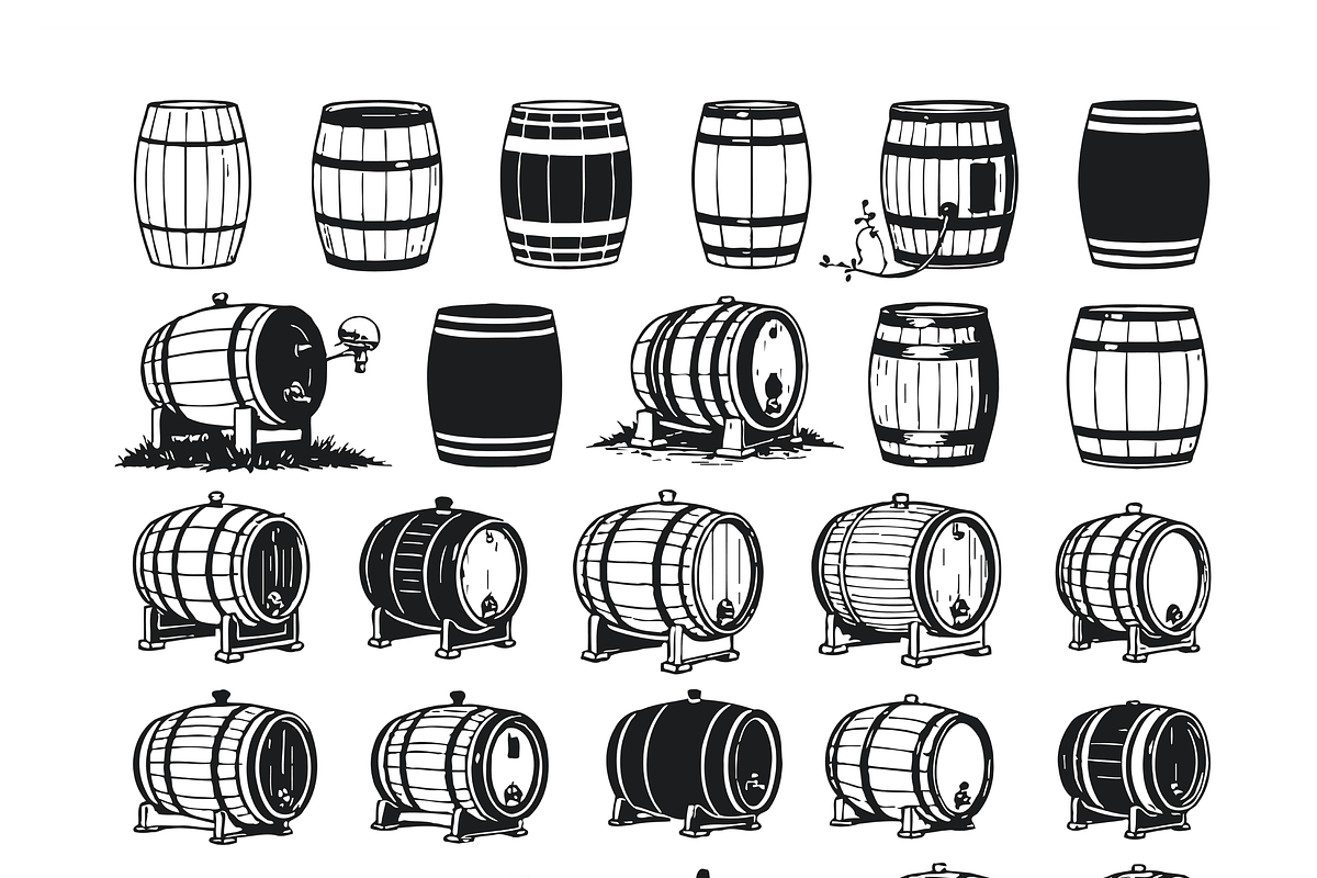 Vintage Wooden Barrel Illustrations, a Finance Illustration by CarWrap design (Photo 1 of 3)