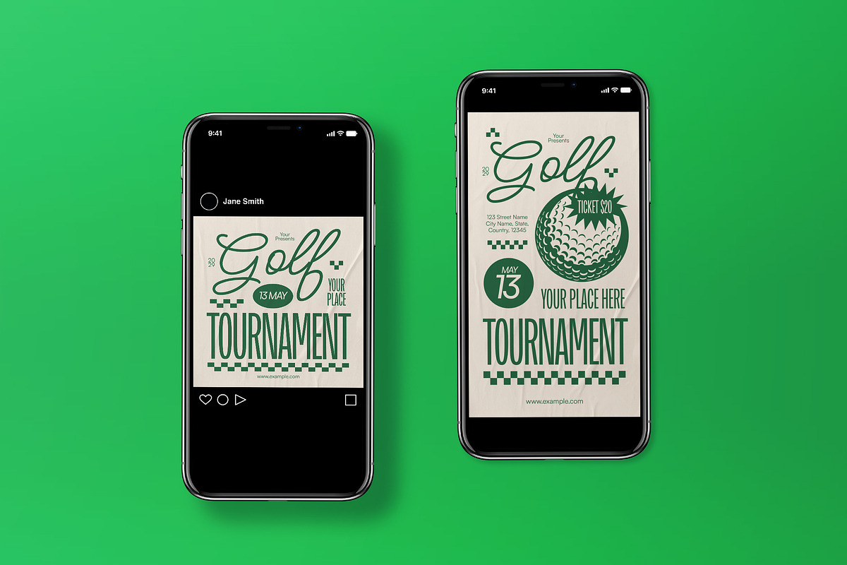 Vintage Golf Tournament Flyer Set, a Flyer Template by graphicook (Photo 3 of 3)