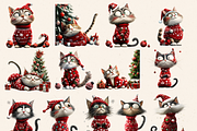 SUPER CUTE SANTA CATS CLIPART PACK, an Animal Illustration by Daring Digies (Thumbnail 3 of 8)